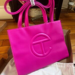 Telfar Tote Bag in Azalea Bright Hot Pink